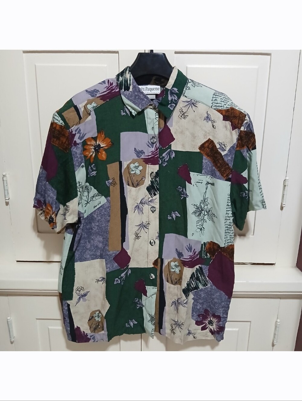 Vintage Tres Paquette Byer California Size L Floral Patchwork Style Blouse Top
